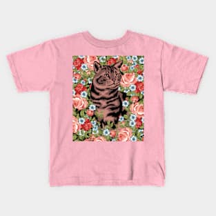 Cat With Flowers Kids T-Shirt